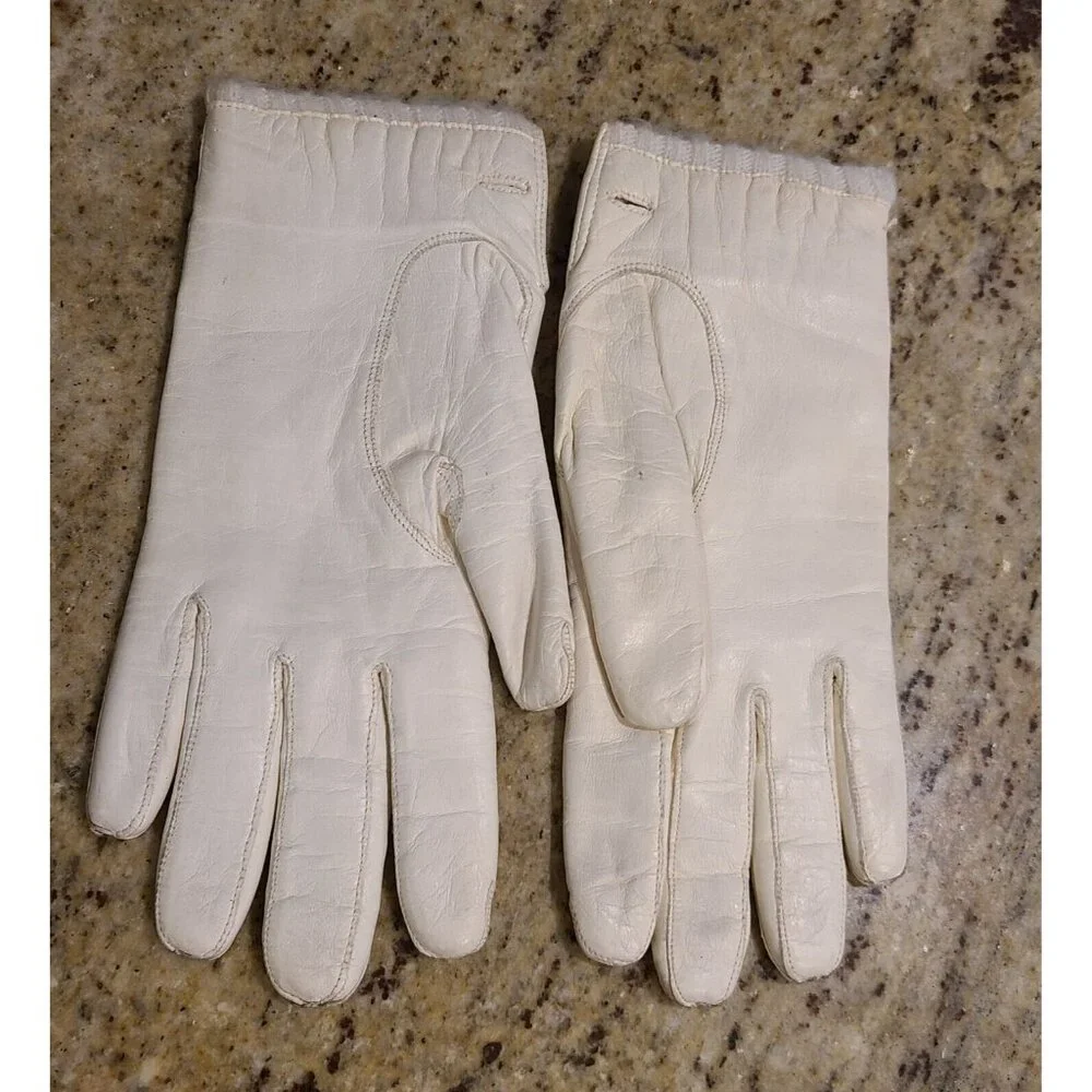 Vintage Size S Cream Soft Leather Knit Lined 8